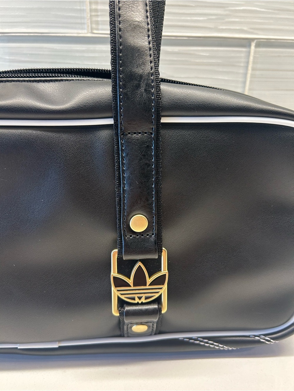 adidas Black Shoulder Bag with Gold Trefoil Hardware - Picture 2 of 6